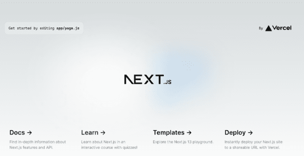 The newly created Next.js template website