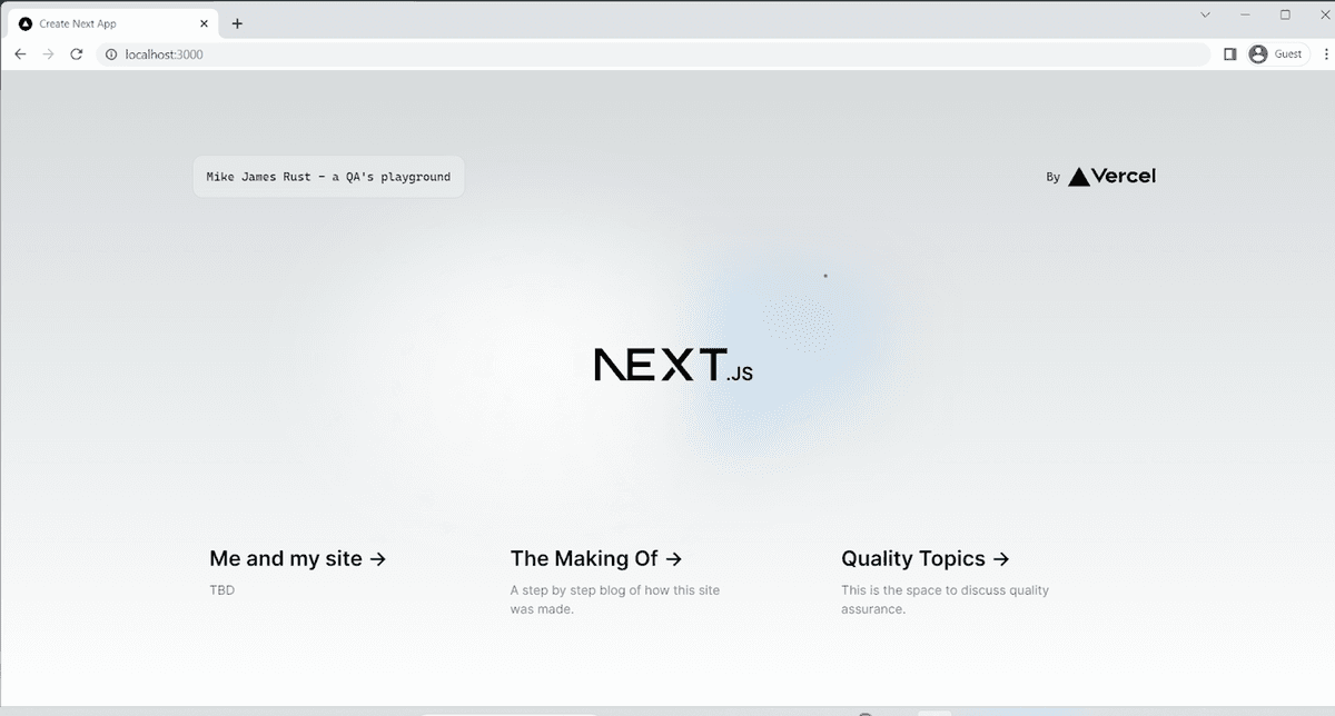 The Nextjs template app with my first copy changes on it.