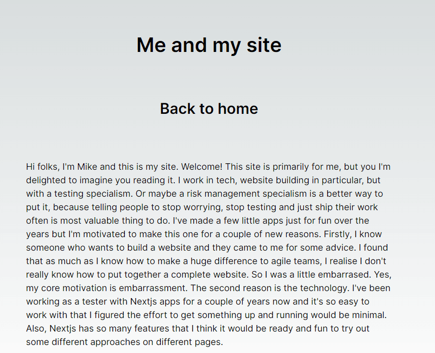 A basic web page with a some styling to center elements and some padding.